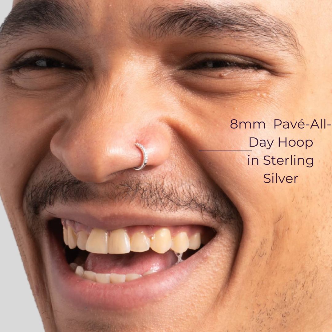 Pavé-All-Day Single Hoop in 14K Gold