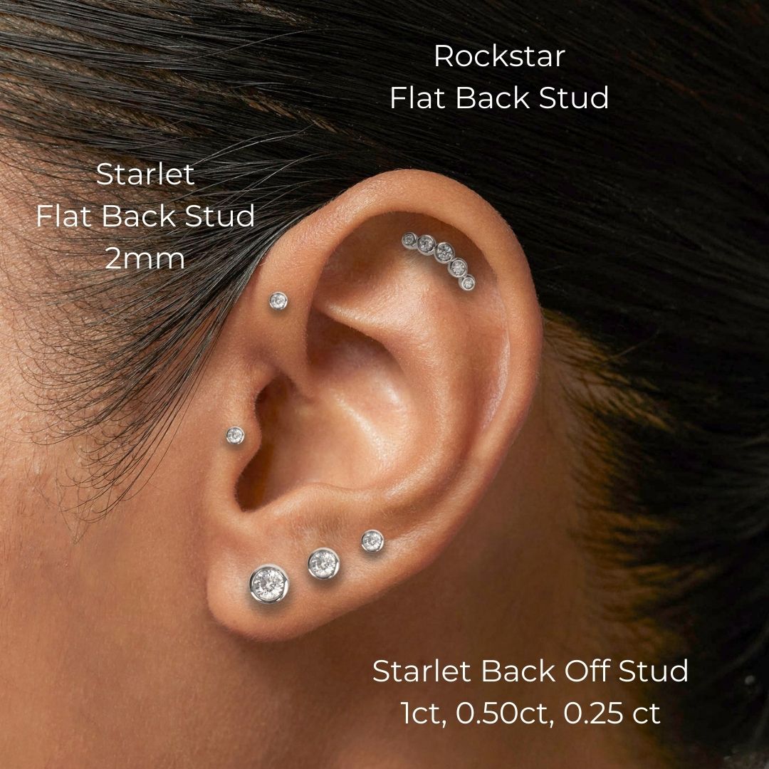 The Starlet Flat Back Stud in 14K White Gold