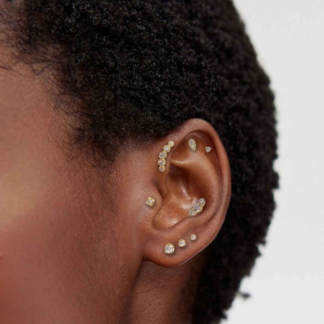 The Starlet Flat Back Stud in 14K White Gold