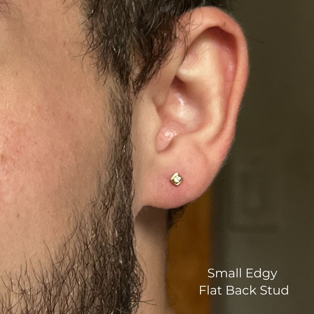 Edgy Flat Back Stud in 14K White Gold
