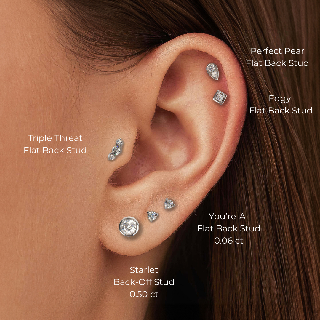 The Starlet Back-Off Stud in 14K White Gold