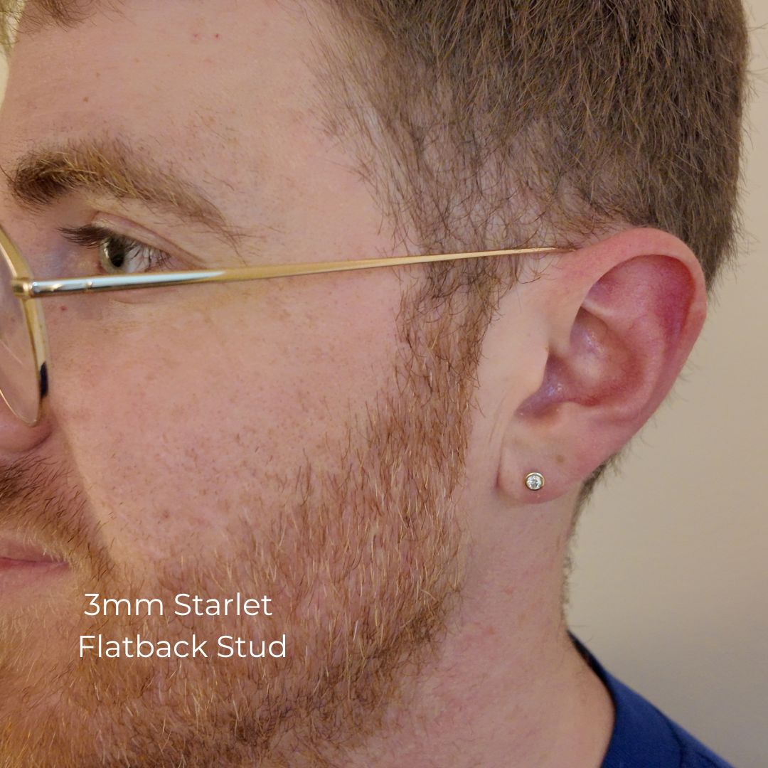 Starlet Flat Back Stud in 14K Yellow Gold