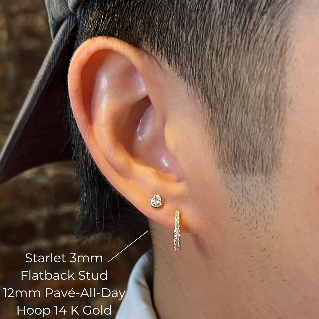Pavé-All-Day Single Hoop in 14K Yellow Gold