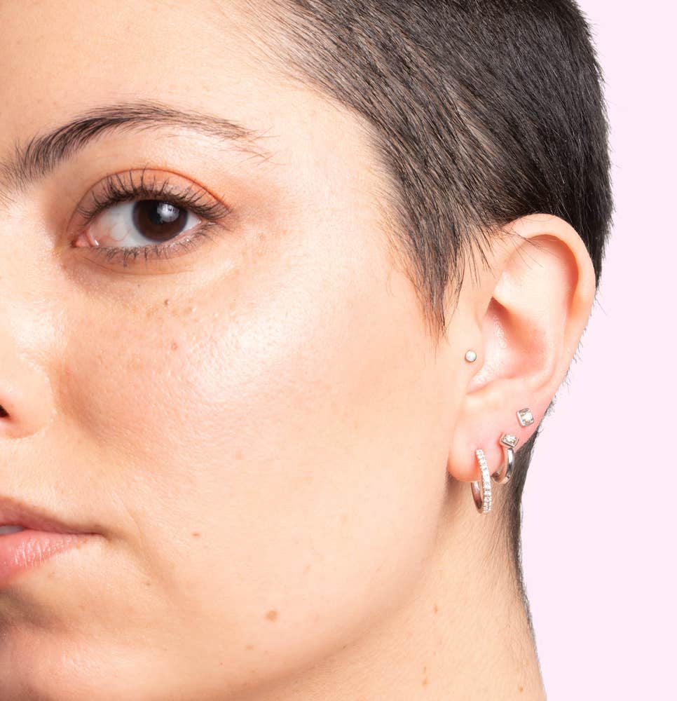 Pavé-All-Day Hoops in 14k White Gold