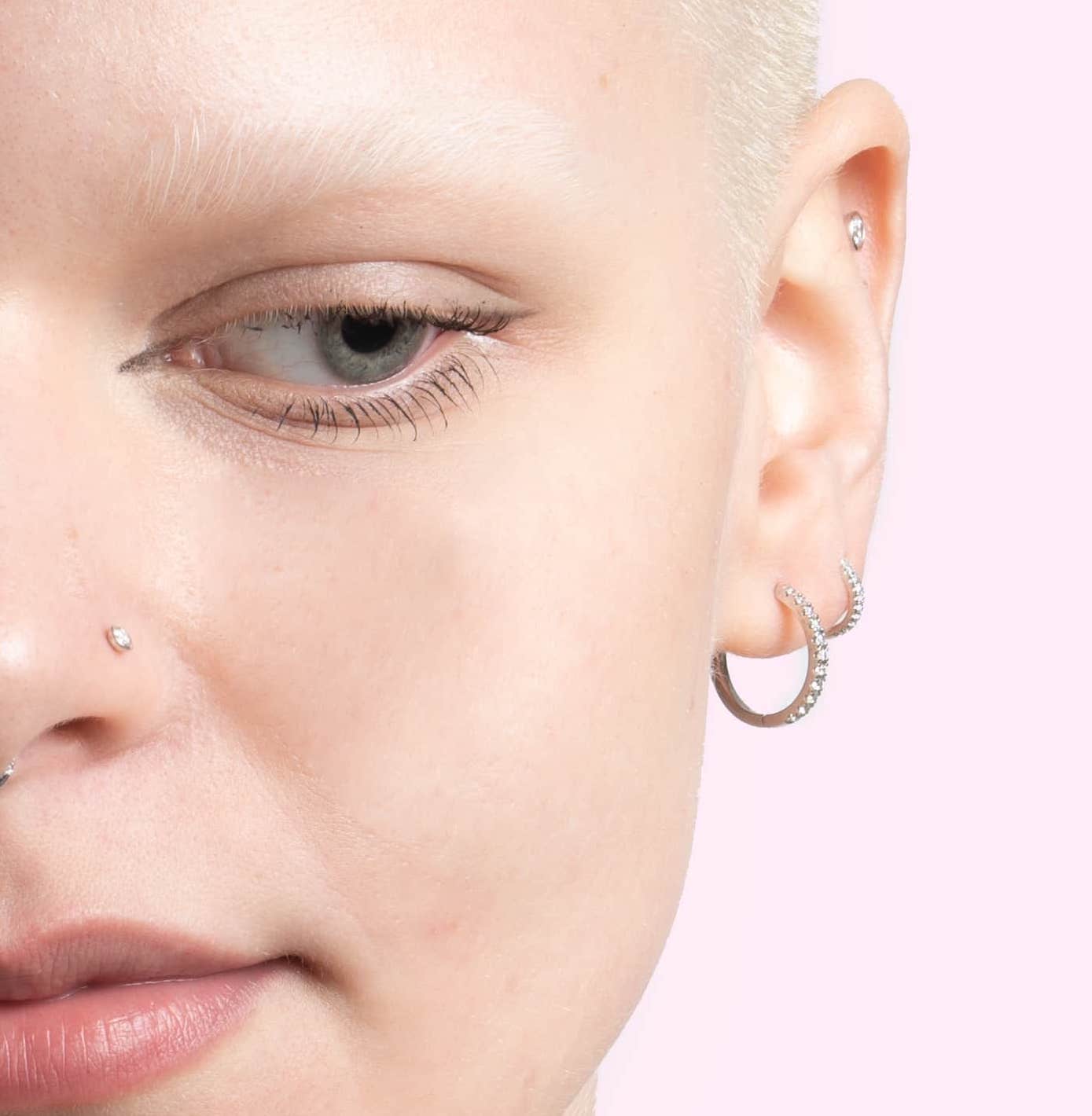 Pavé-All-Day Hoops in 14k White Gold