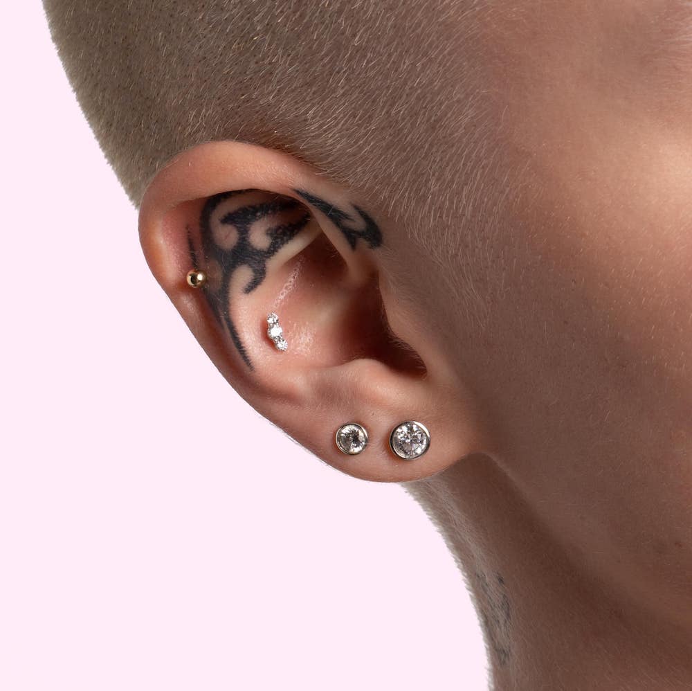 The Triple-Threat Flat Back Stud in 14K White Gold