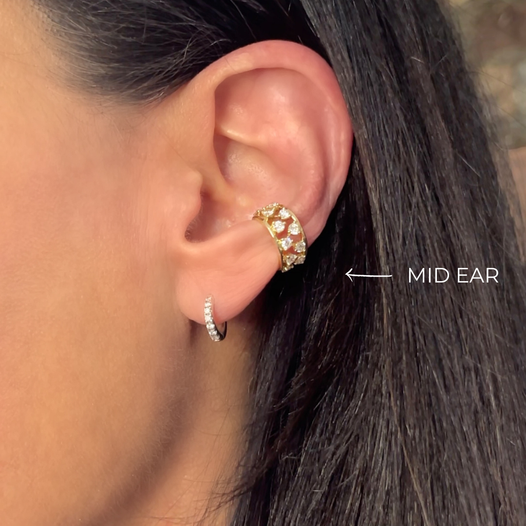 Double-Wave Mid Ear Cuff In 14K Gold