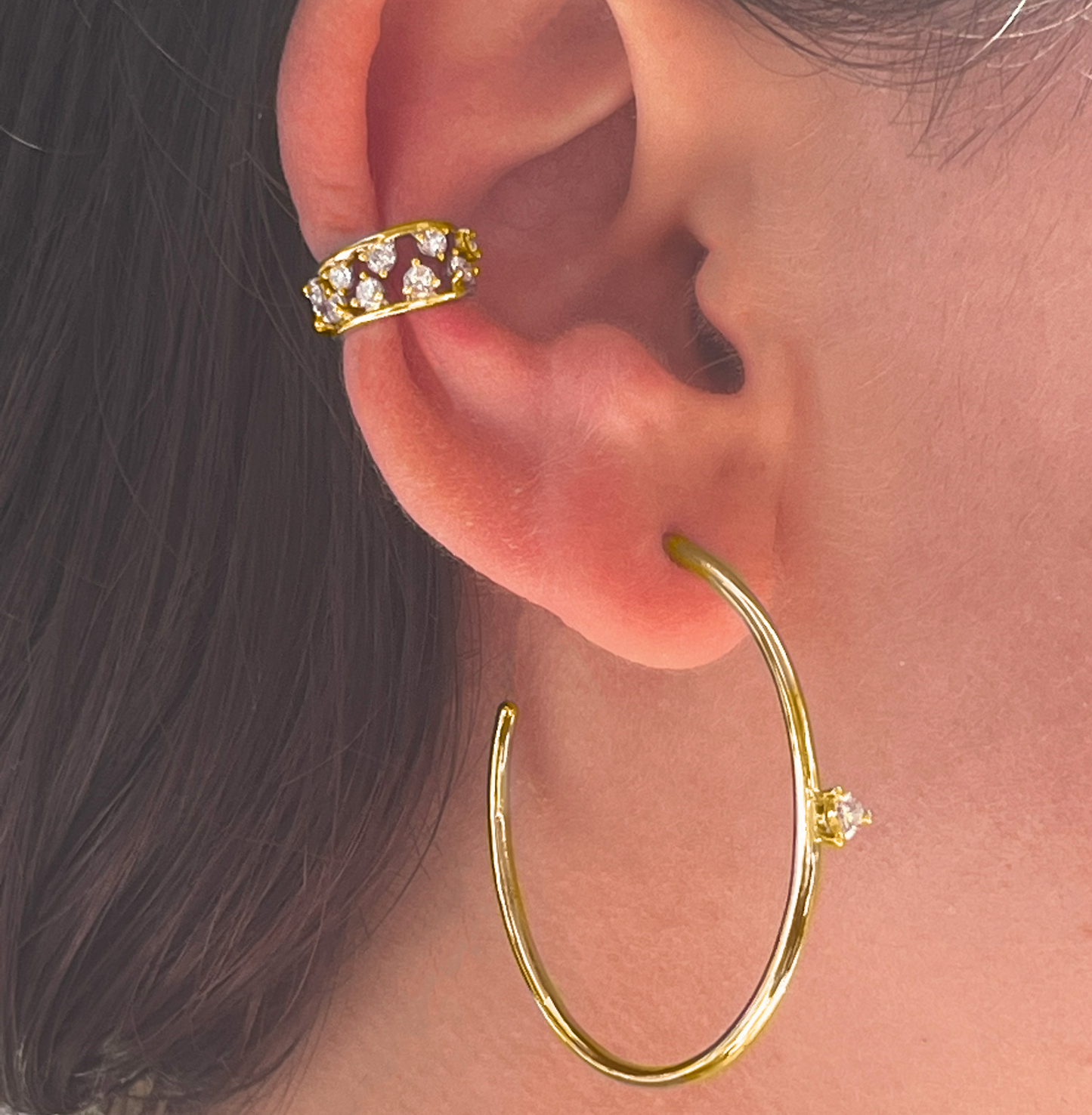 Double-Wave Mid Ear Cuff In 14K Gold