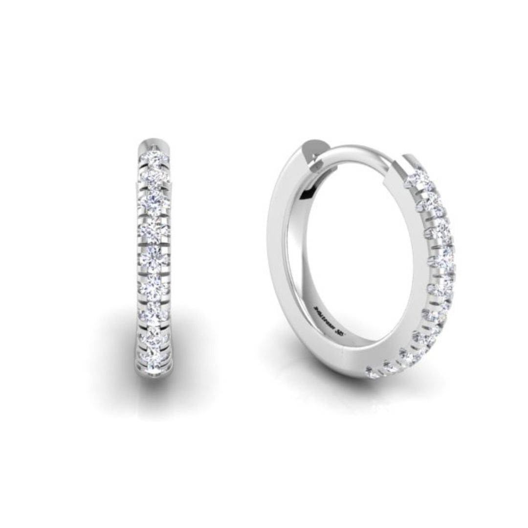 Pavé-All-Day Hoops in 14k White Gold