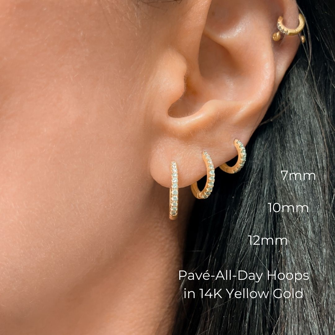 Pavé-All-Day Single Hoop in 14K Gold