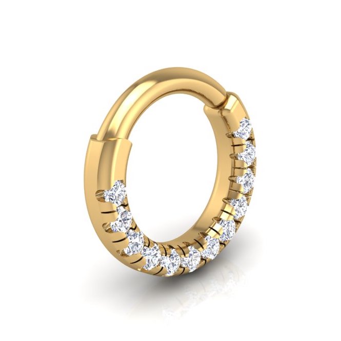 Pavé-All-Day Flat Hoop in 14K Gold