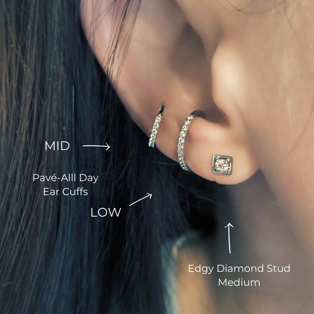 Edgy Back-Off Stud in 14K White Gold