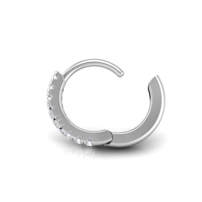Pavé-All-Day Single Hoop in Sterling Silver