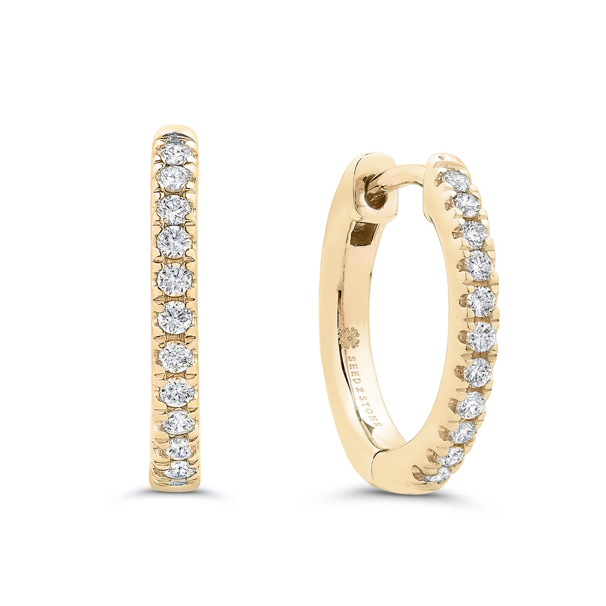 Pavé-All-Day Hoops in 14K Yellow Gold