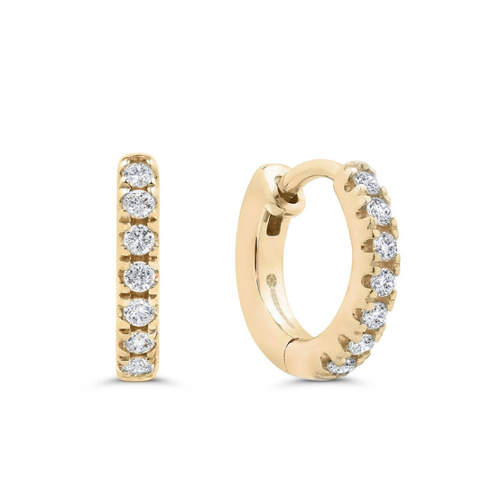 Pavé-All-Day Diamond Hoops in 14K Yellow Gold