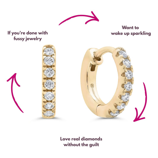 Pavé-All-Day Diamond Hoops in 14K Yellow Gold