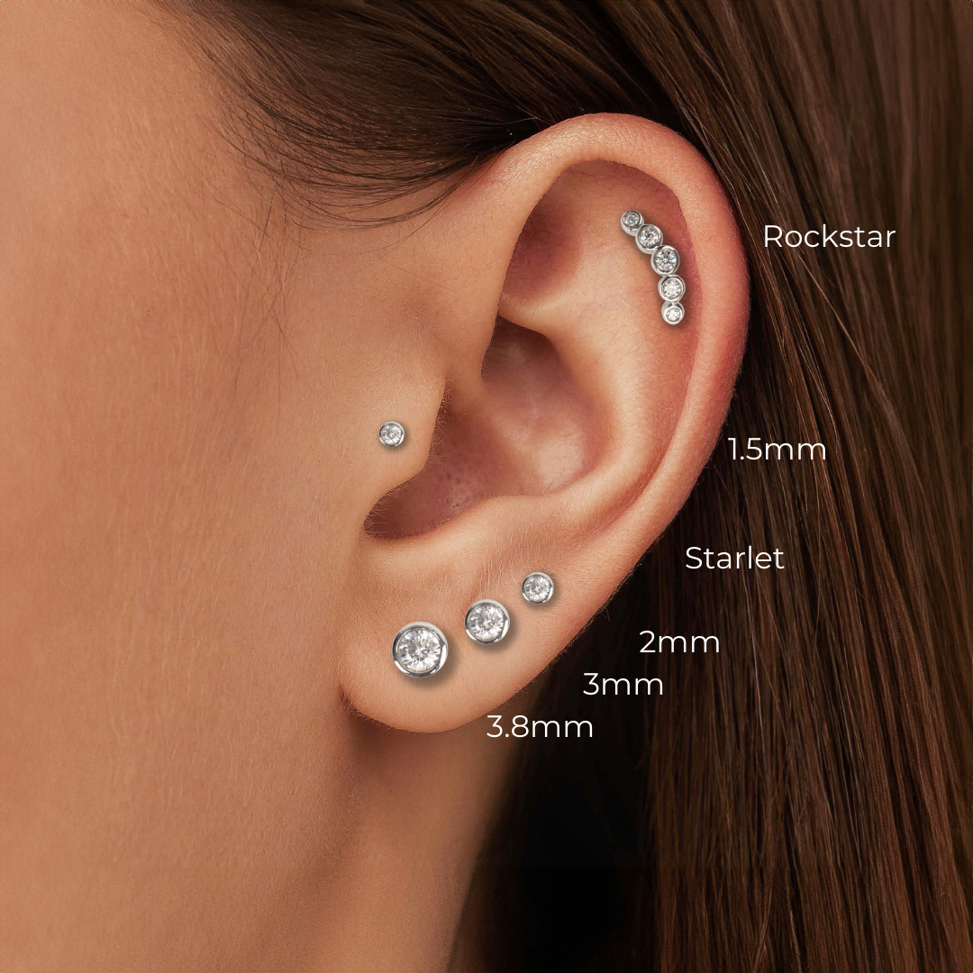 The Starlet Flat Back Stud in 14K White Gold
