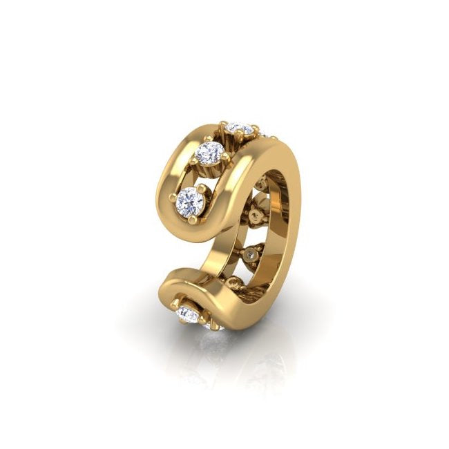 Sleek Wave Mid Ear Cuff in 14K Gold