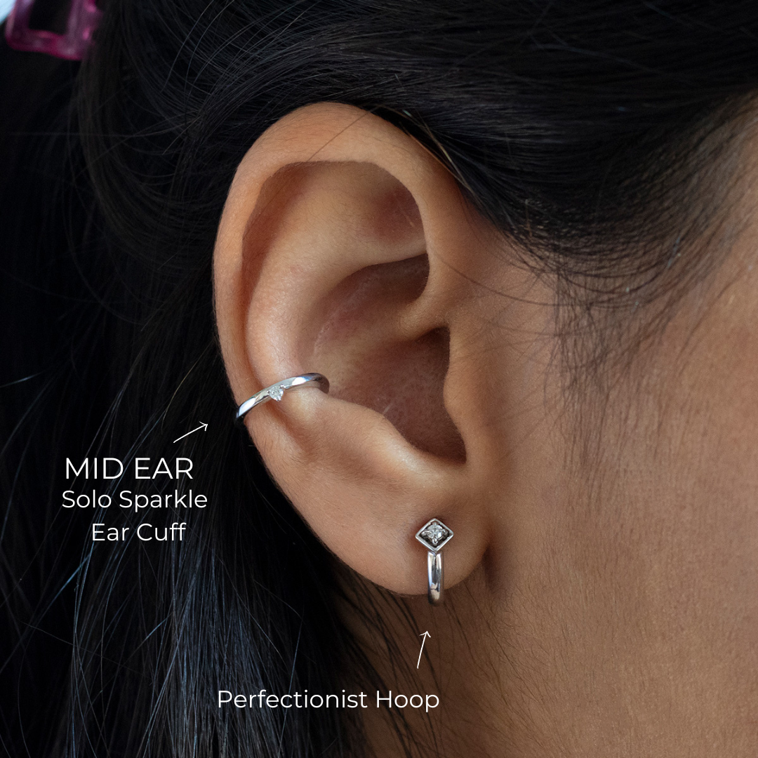 Solo Sparkle Ear Cuff in Sterling Silver
