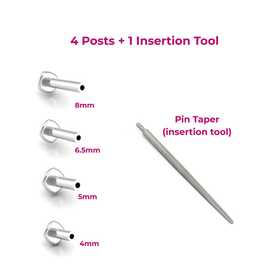 Flat Back Post Bundle in 14K White Gold with Insertion Tool