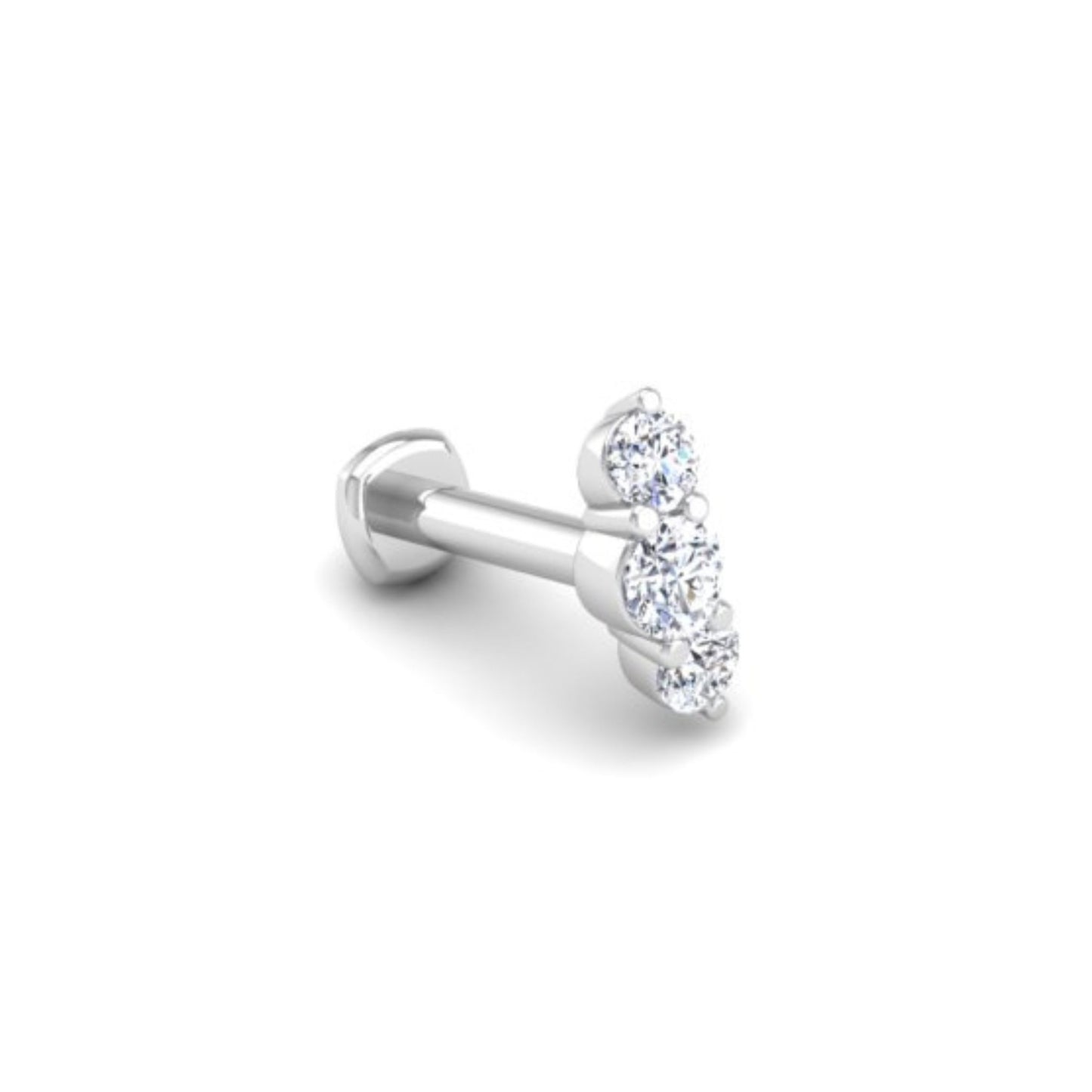 The Triple-Threat Flat Back Stud in 14K White Gold