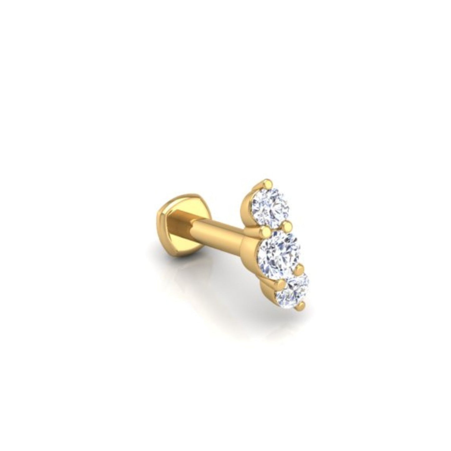 The Triple-Threat Flat Back Stud in 14K Yellow Gold