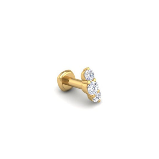 The Triple-Threat Flat Back Stud in 14K Yellow Gold