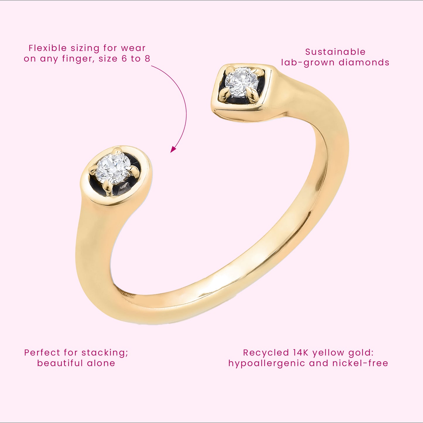 Sugar+Spice Horseshoe Ring in 14K Gold