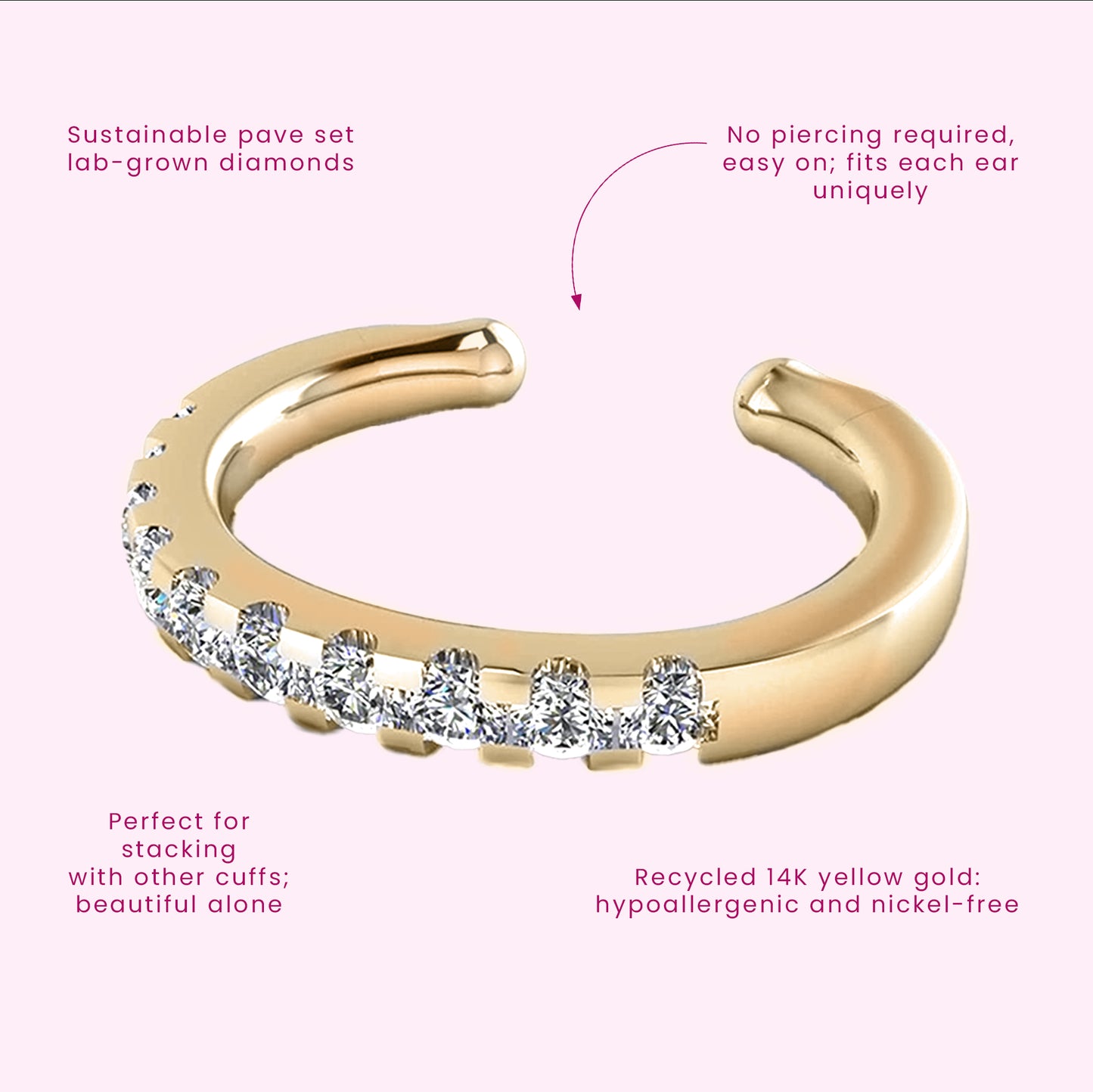 Pavé-All-Day Ear Cuff in 14K Gold