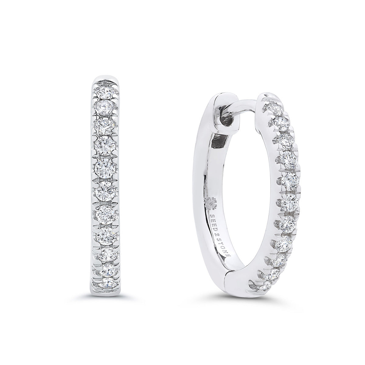 Pavé-All-Day Hoops in 14k White Gold