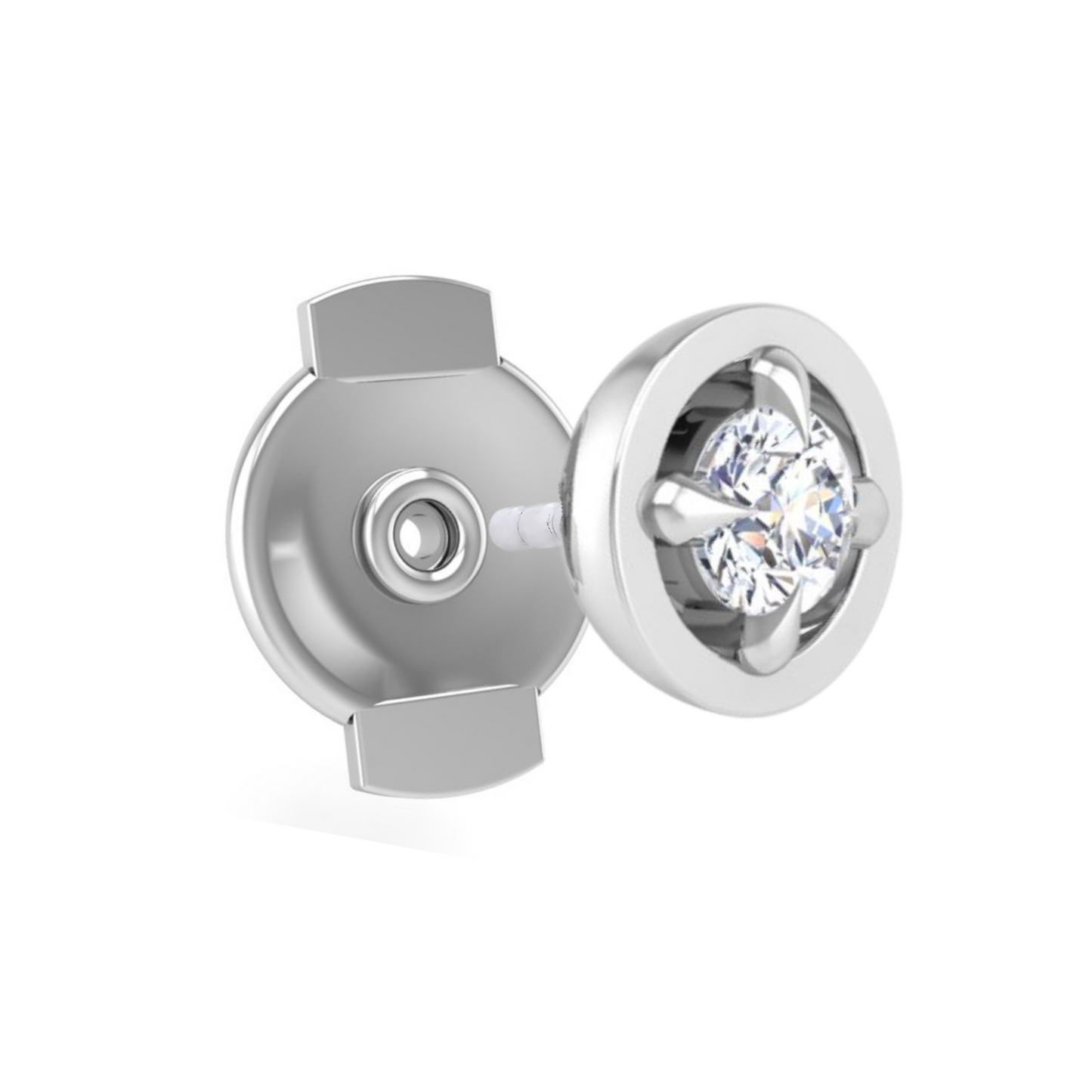 Center-of-Attention Back-Off Stud 14K White Gold