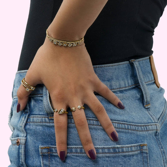 Edgy Stacking Ring in 14K Gold