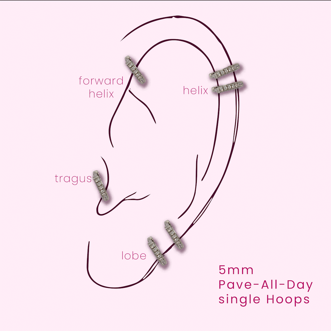 Pavé-All-Day Single Hoop in 14k White Gold