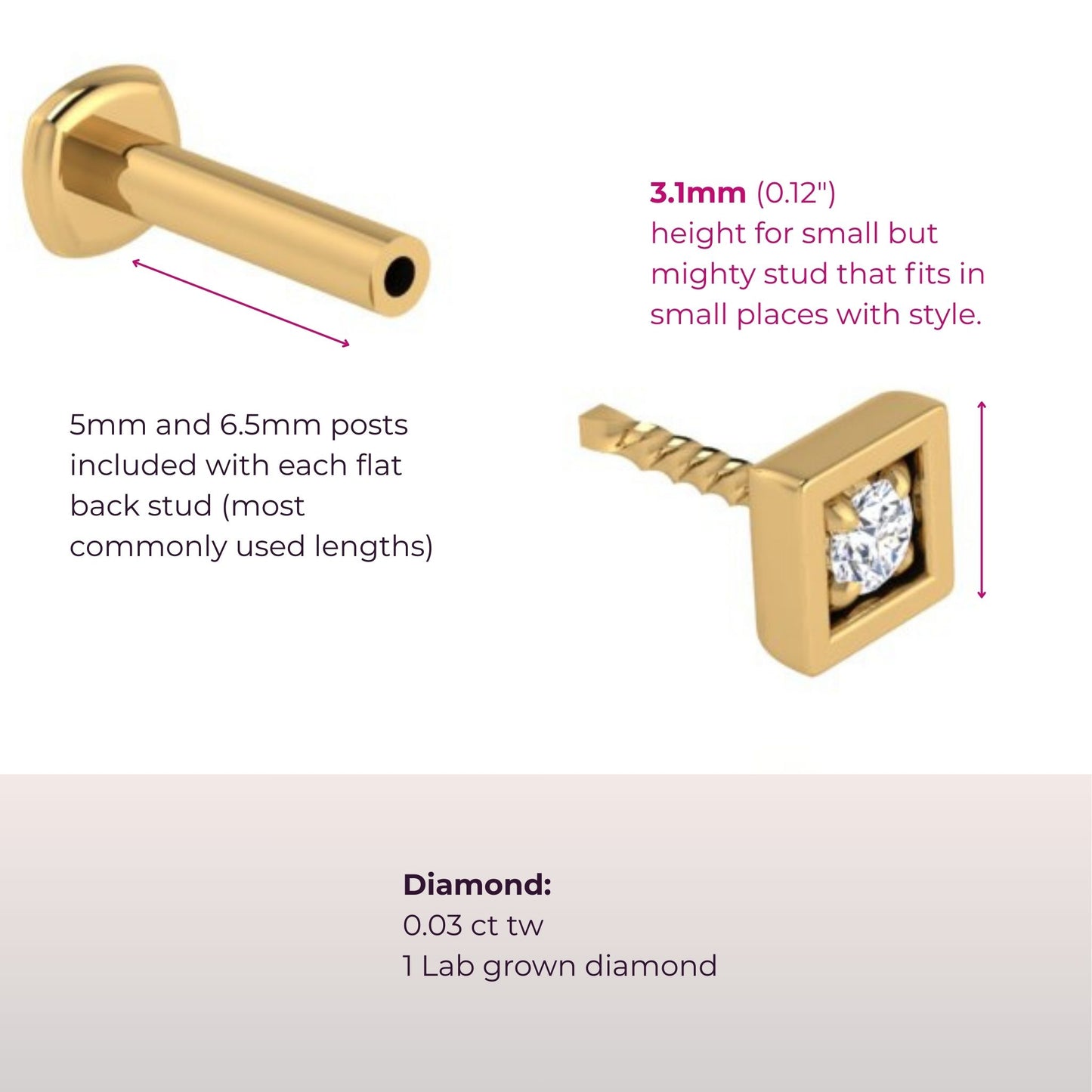 Edgy Diamond Flat Back Stud