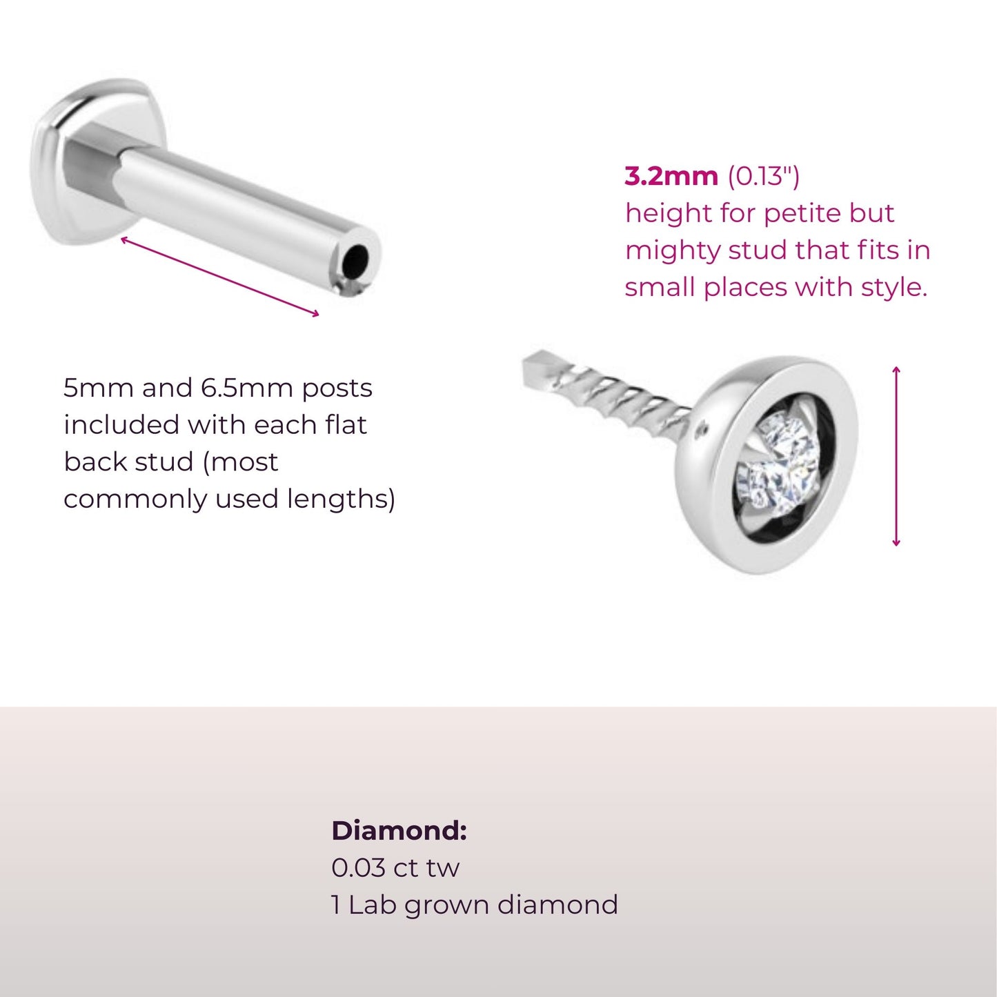 Center-of-Attention Diamond Flat Back Stud