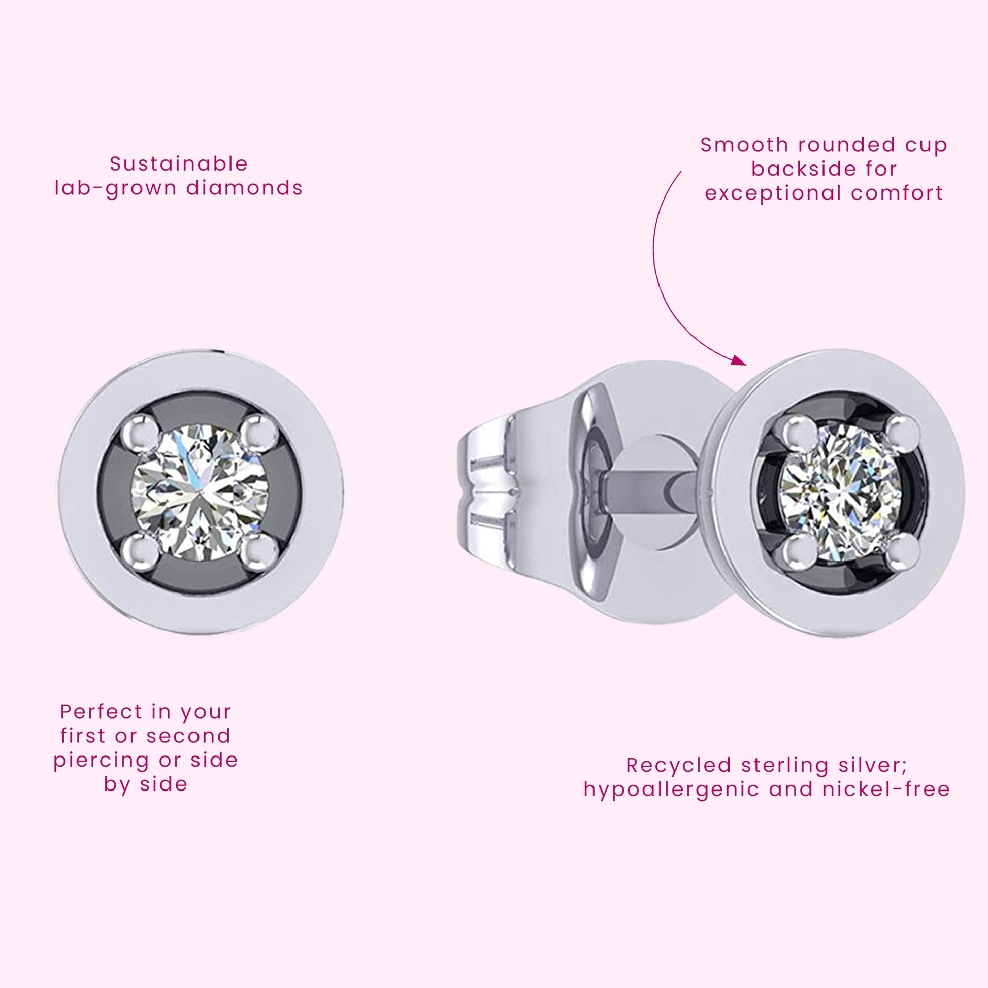 LV Diamonds Double Stud, Round Brilliant cut - per unit - Jewelry