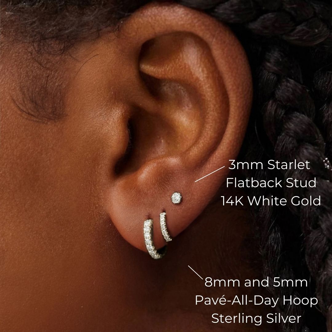 Pavé-All-Day Single Hoop in 14k White Gold