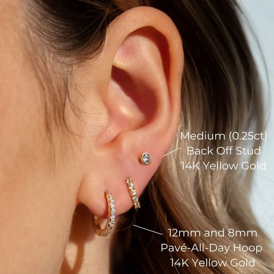 Pavé-All-Day Single Hoop in 14K Gold