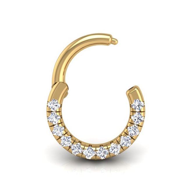 Pave-All-Day Flat Hoop in 14K Gold