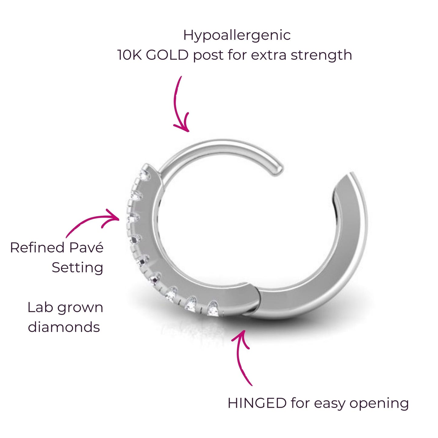 Pavé-All-Day Diamond Single Hoop