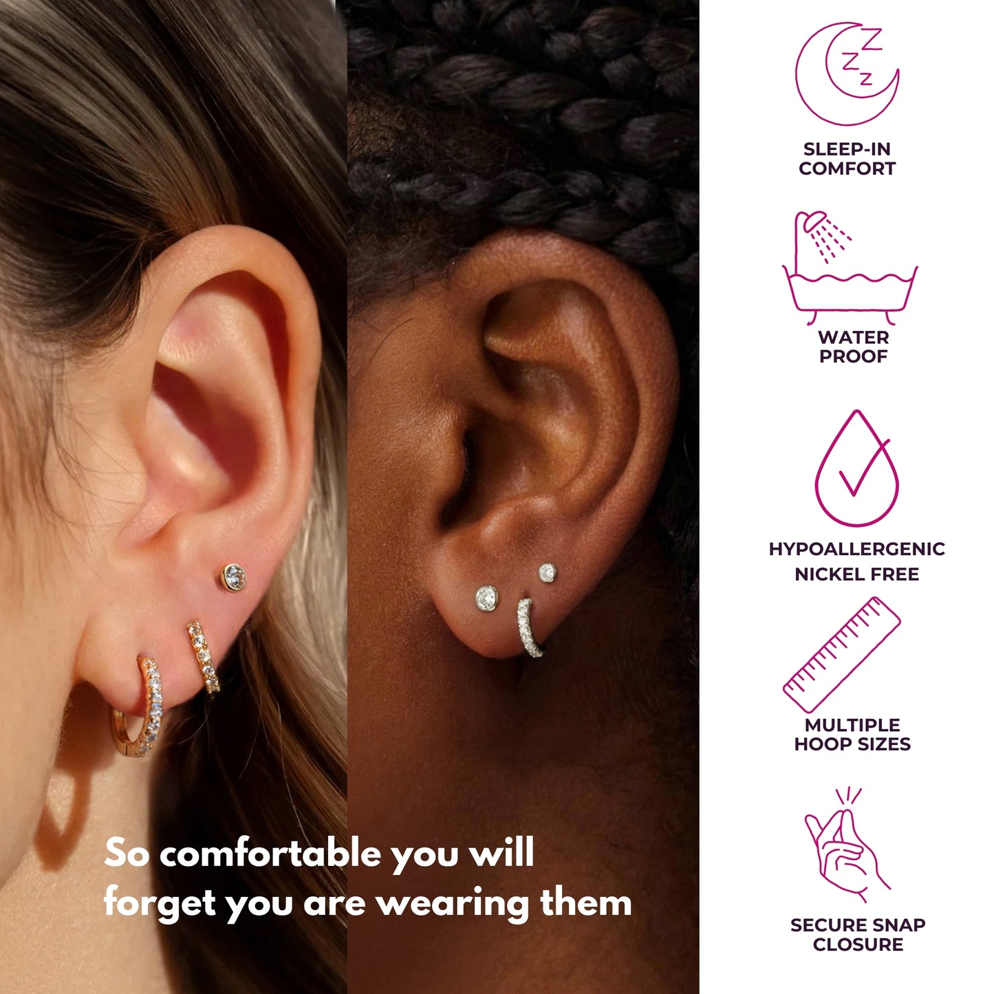 Pavé-All-Day Hoops in Sterling Silver