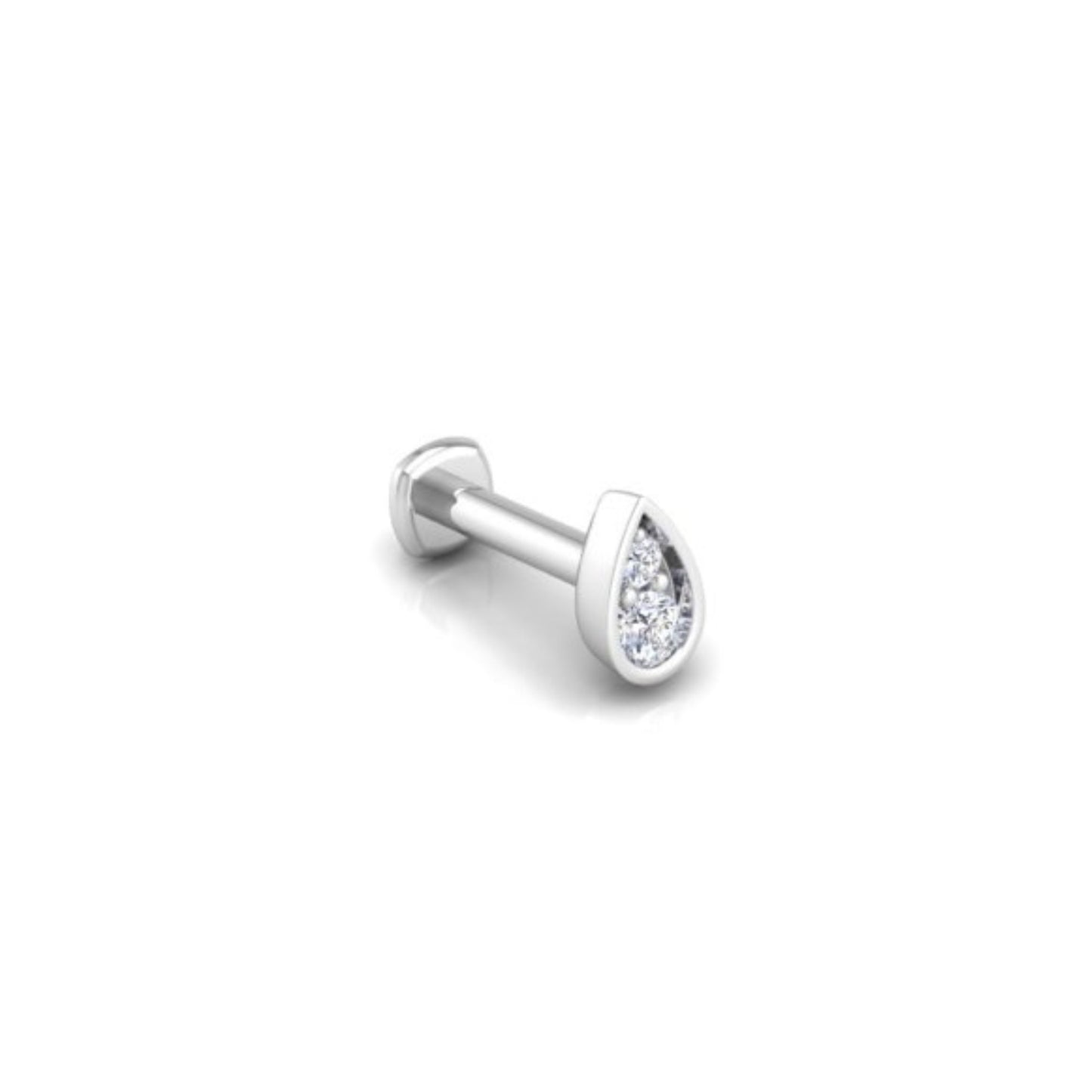 Perfect-Pear Flat Back Stud in 14K White Gold