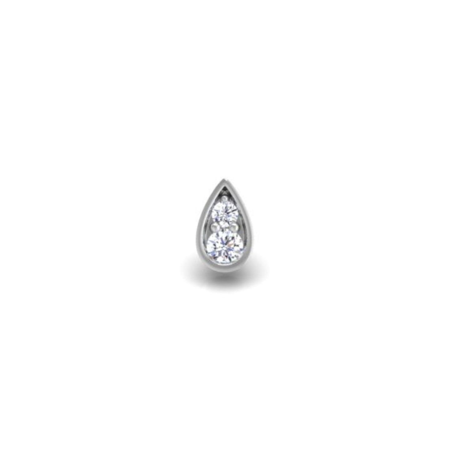 Perfect-Pear Flat Back Stud in 14K White Gold