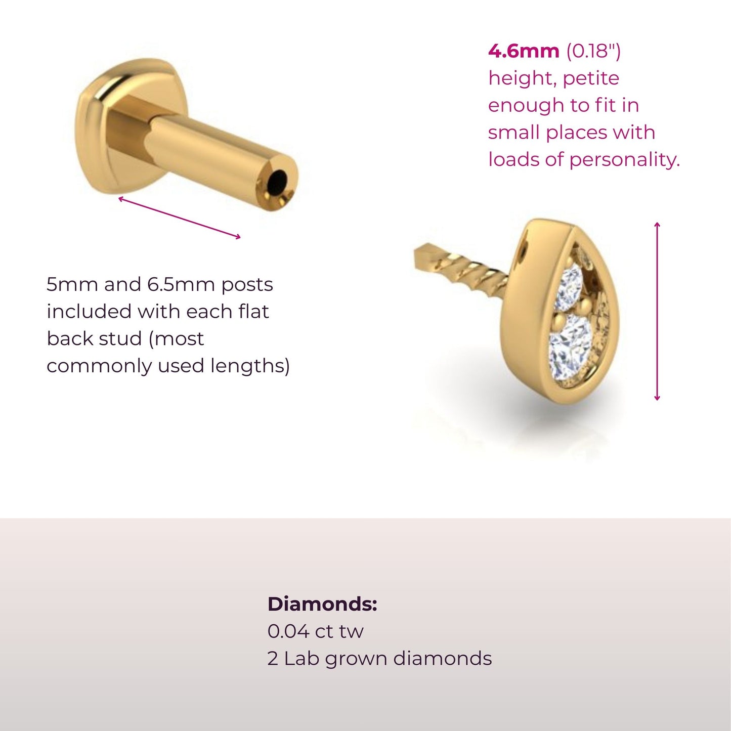 Perfect-Pear Diamond Flat Back Stud