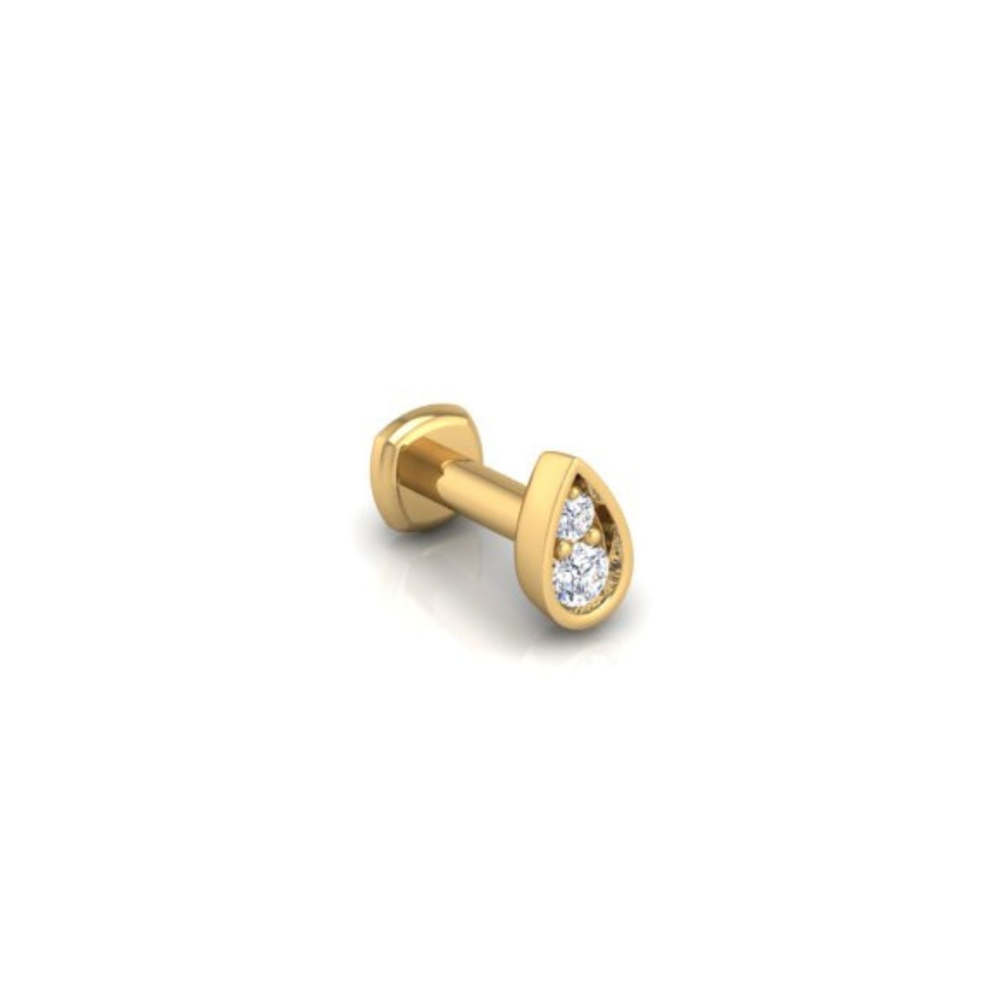 Perfect-Pear Flat Back Stud in 14K Yellow Gold