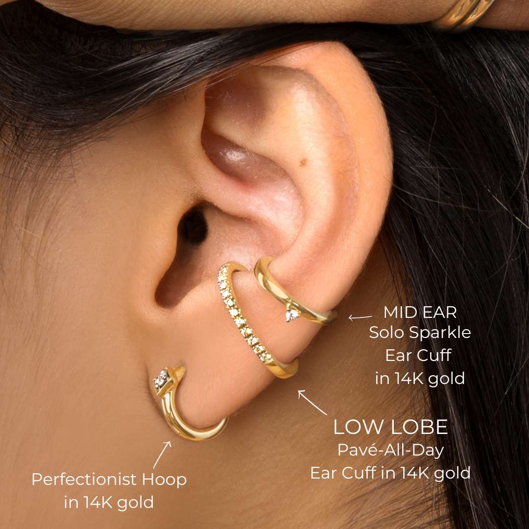 Solo Sparkle Ear Cuff in 14K Gold