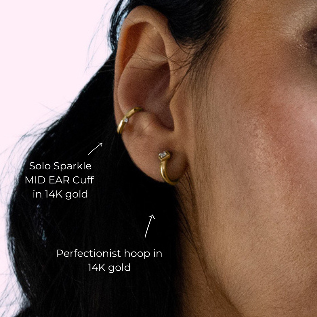 Solo Sparkle Ear Cuff in 14K Gold