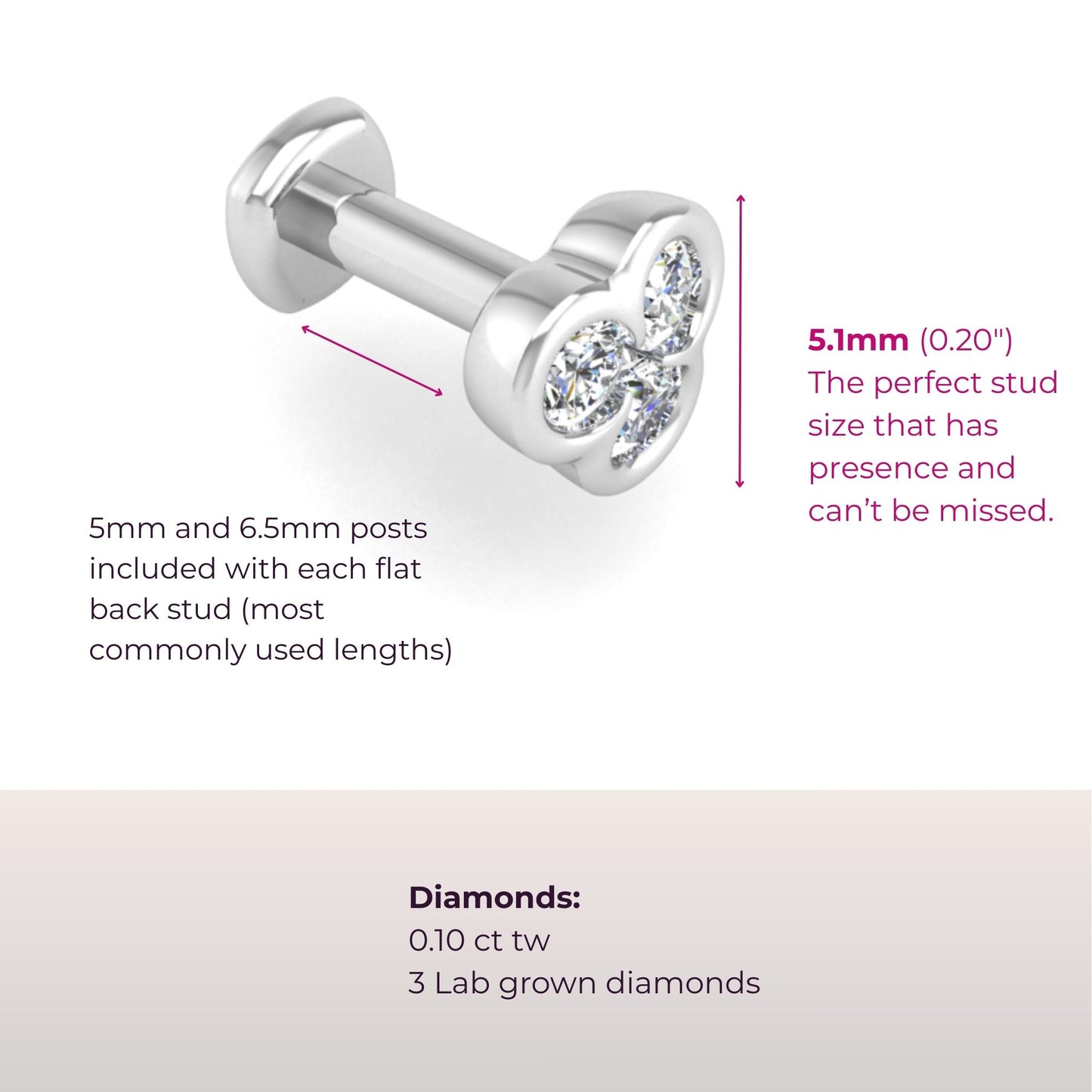 The Starlet Sisters Diamond Flat Back Stud