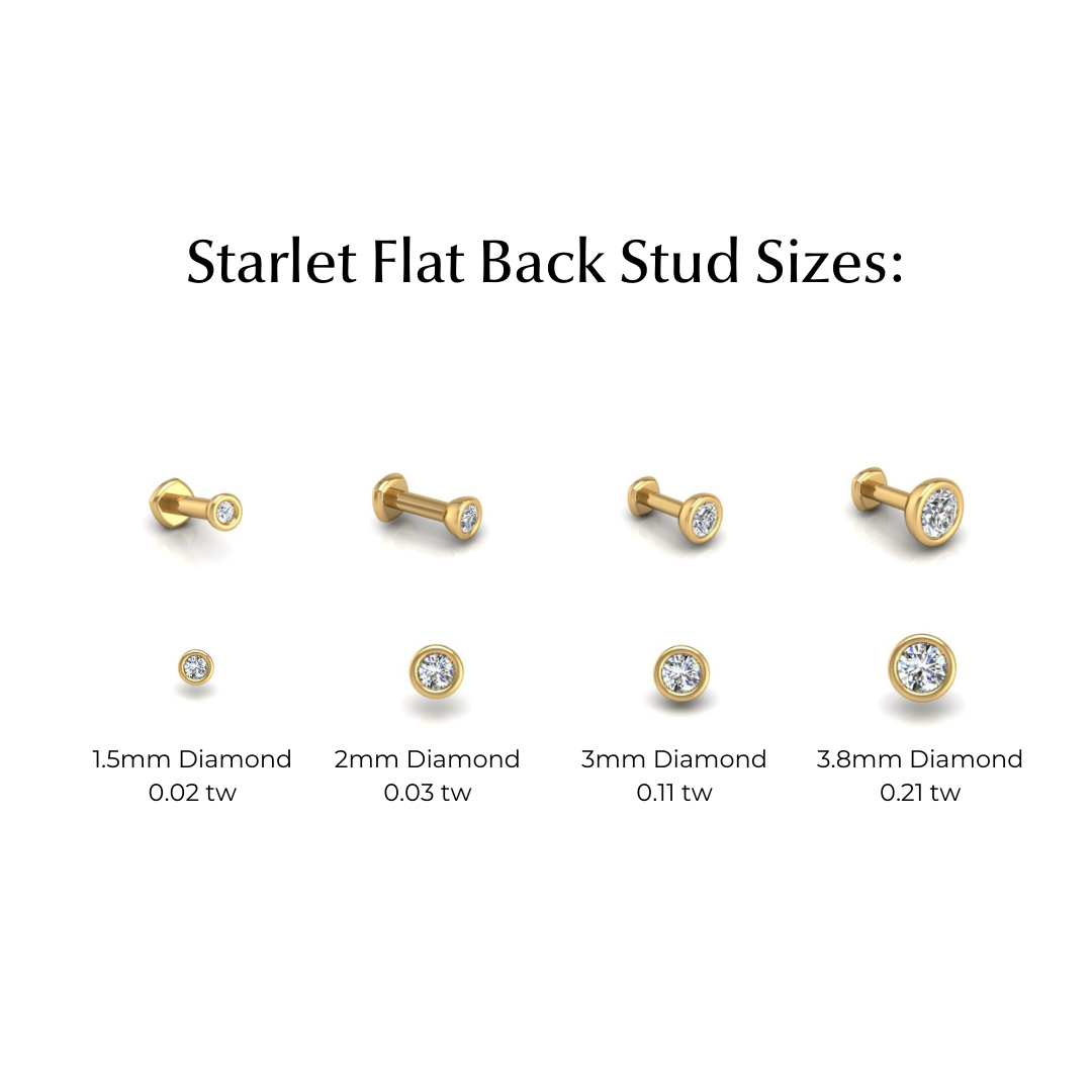 Starlet Flat Back Stud in 14K Yellow Gold