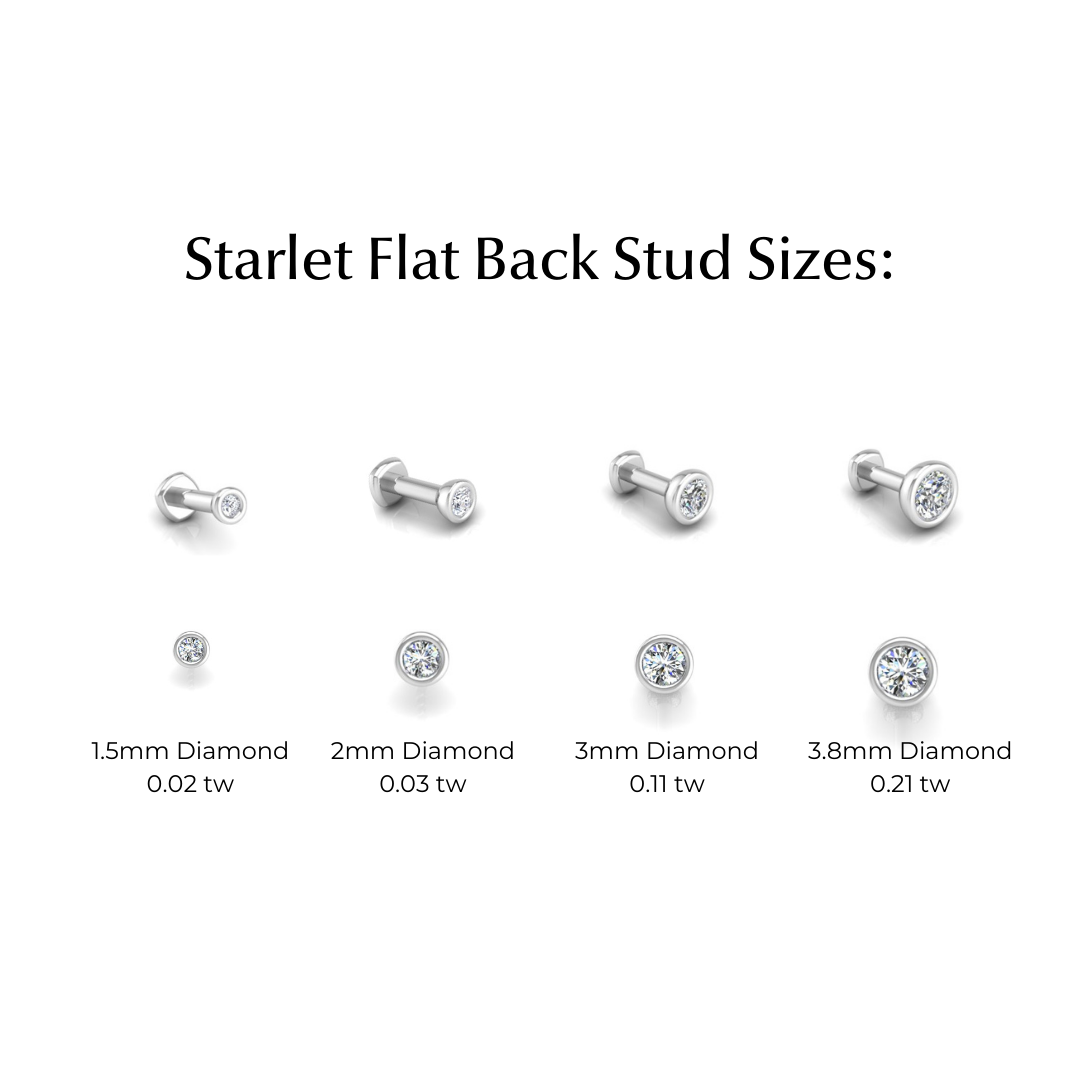 Starlet Flat Back Stud in 14K White Gold